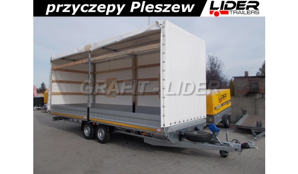 LT-077 przyczepa + plandeka 660x220x260cm, spedycyjna przyczepa ciężarowa, towarowa, 2 osiowa, DMC 3500kg
